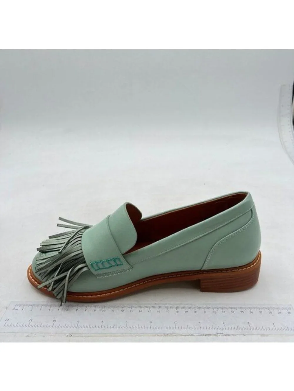 Pazzion Women Retro Round Toe Loafer Flats with Tassels Slip On Low Chunky Blue